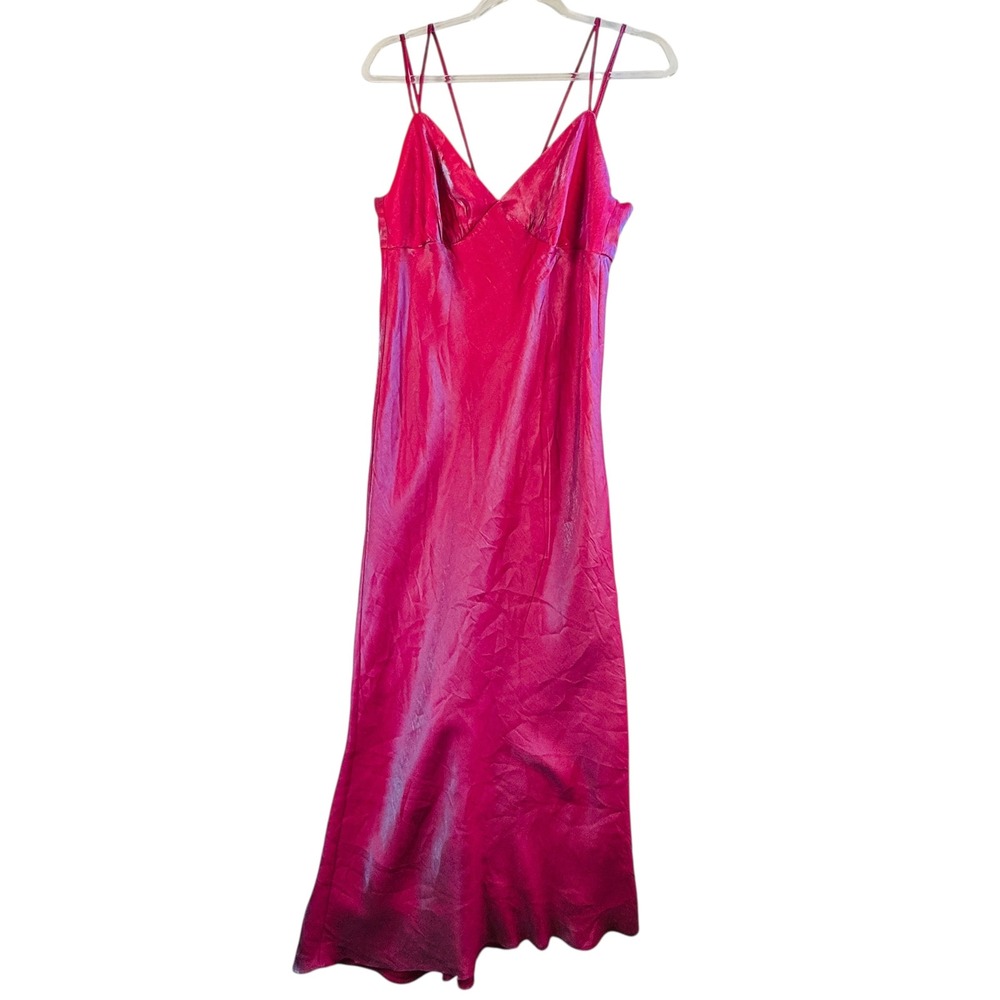 Wild Fable Fuchsia Pink Satin Maxi Slip Dress